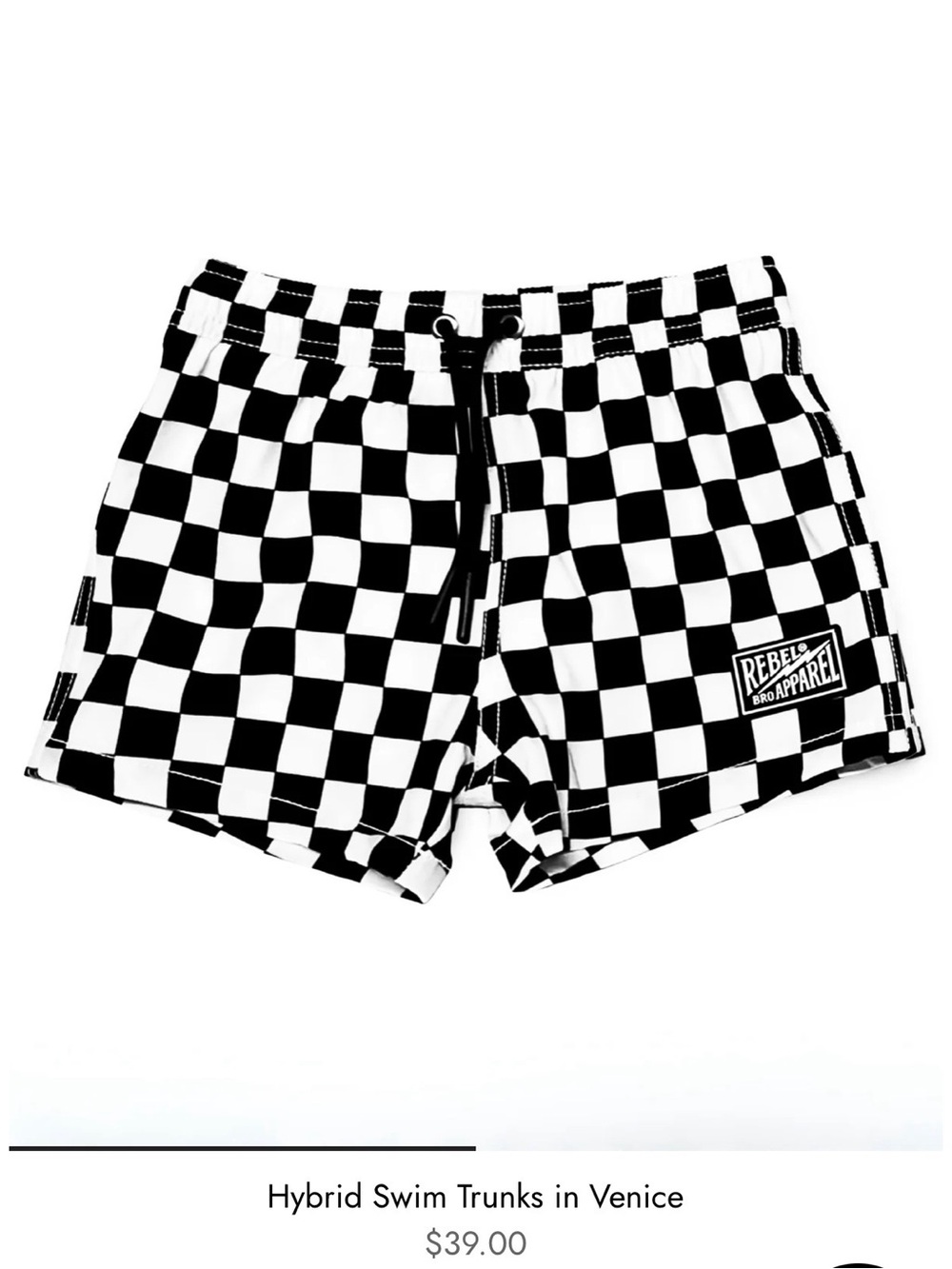 Rebel Bro Apparel Checkered Swim Trunks - Black & White 12 to 18 months